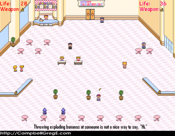 Exploding bananas are not a nice way to say, "Hi." Exploding bananas are not a nice way to say, "Hi."